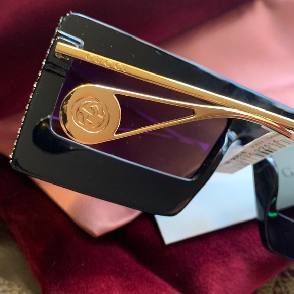 SOLD⛔️Authentic GUCCI 60 Rectangular "Hollywood collection " crystals acetate - Picture 12 of 16